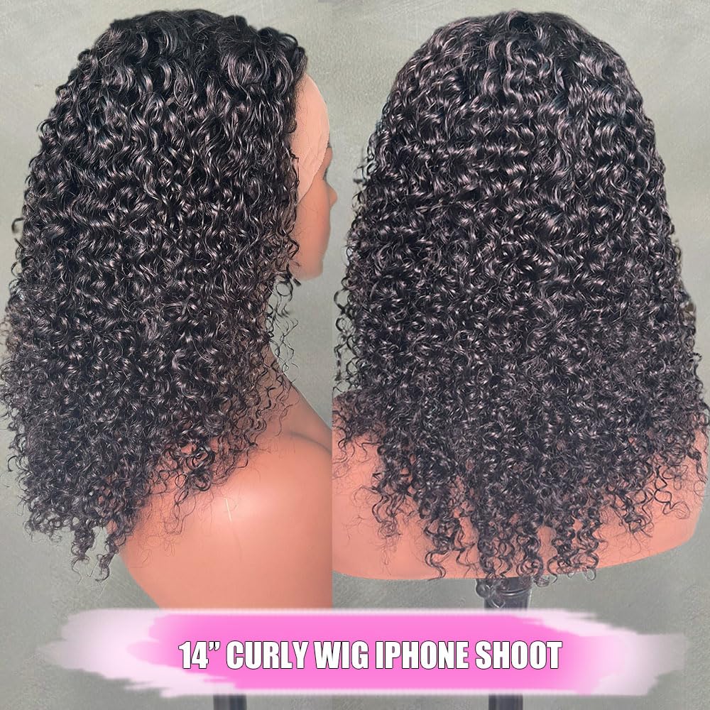 Pre-cut Lace Frontal Wig | 14'' Curly Bob Wigs