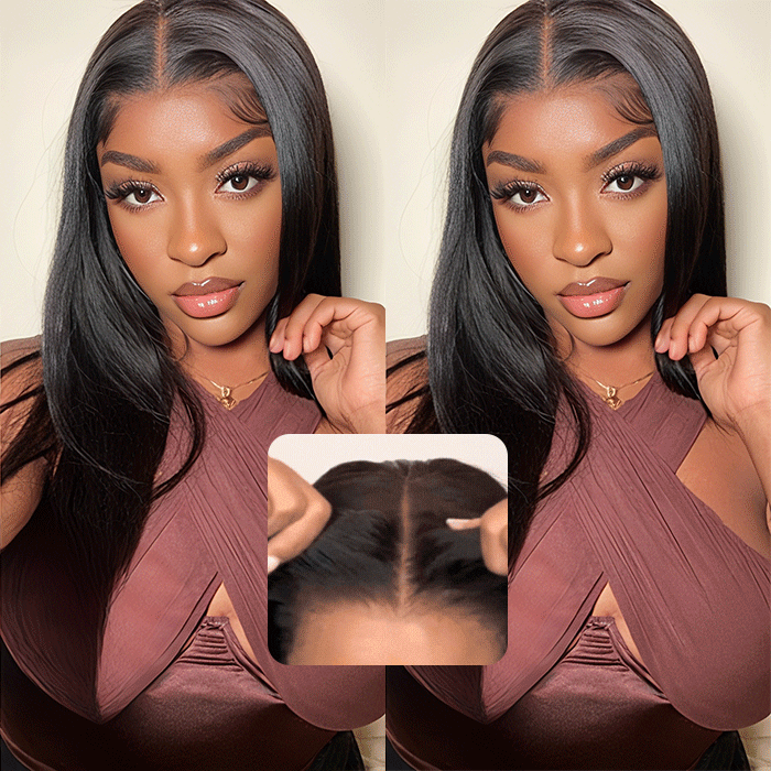 [18''=₵999]Straight Wig For Beginners Glueless Closure/ Frontal Pre Plucked Brazilian Virgin Hair Wigs