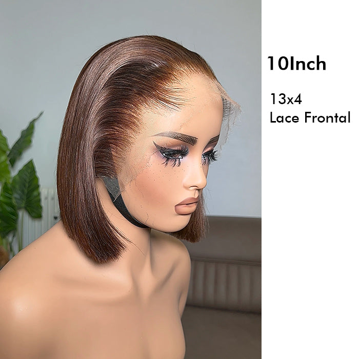 Real Review | Frontal/Closure #4 Brown Bob Wig Or Glueless (8-12'')