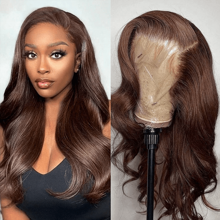 Buy 1 Get 1 Free | Body Wave Wig+Free Pixie Curly Wig | #4 Brown Wig | Frontal/ Closure Wig