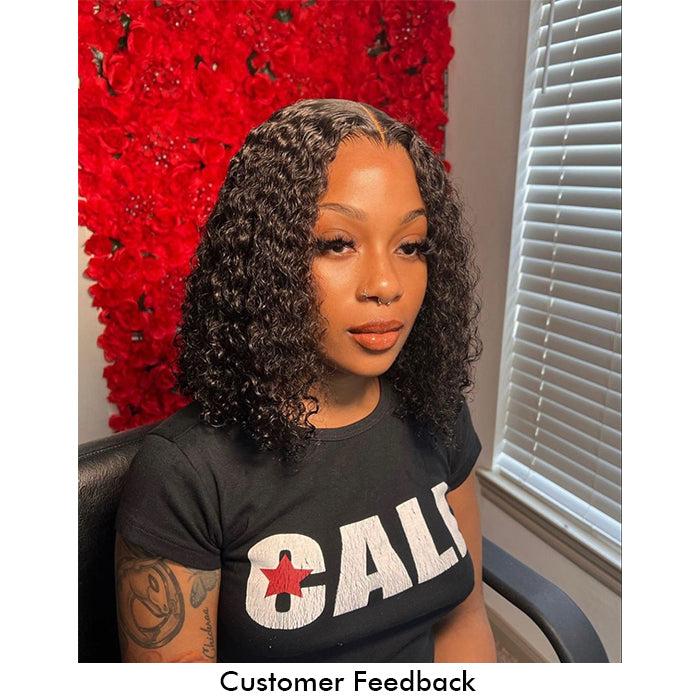 Real Show | Curly Bob Wig |  Frontal/Closure Transparent Lace Glueless (8-16'')