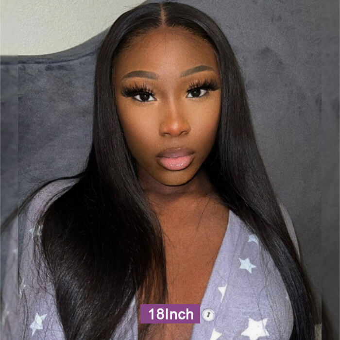 [18''=₵1189] 4x4 Glueless Closure/Frontal Wig Pre-Cut HD Lace Yaki Straight Human Hair Wigs