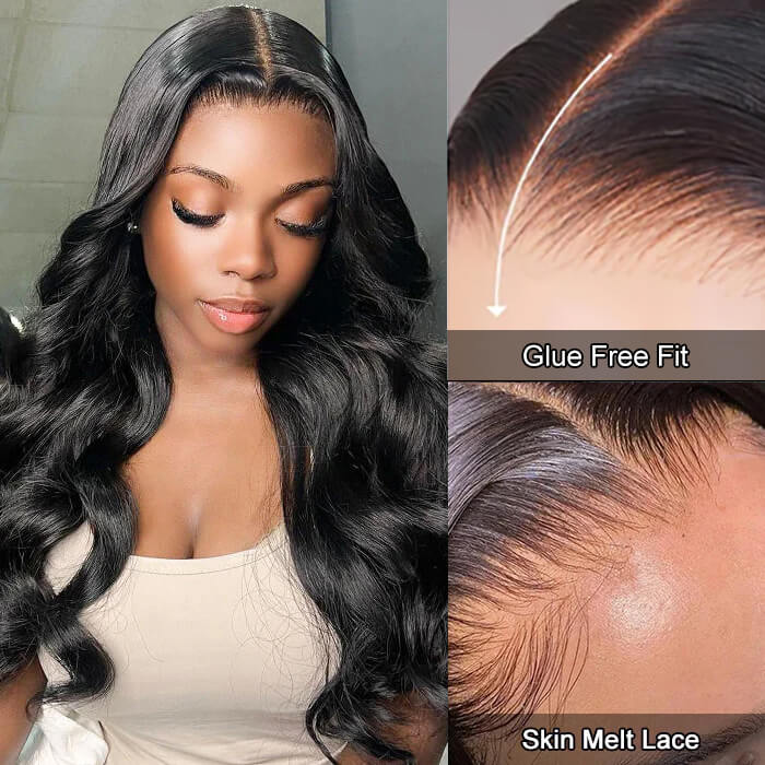Body Wave 13x4 Transparent Lace Frontal Glueless Wig Human Hair