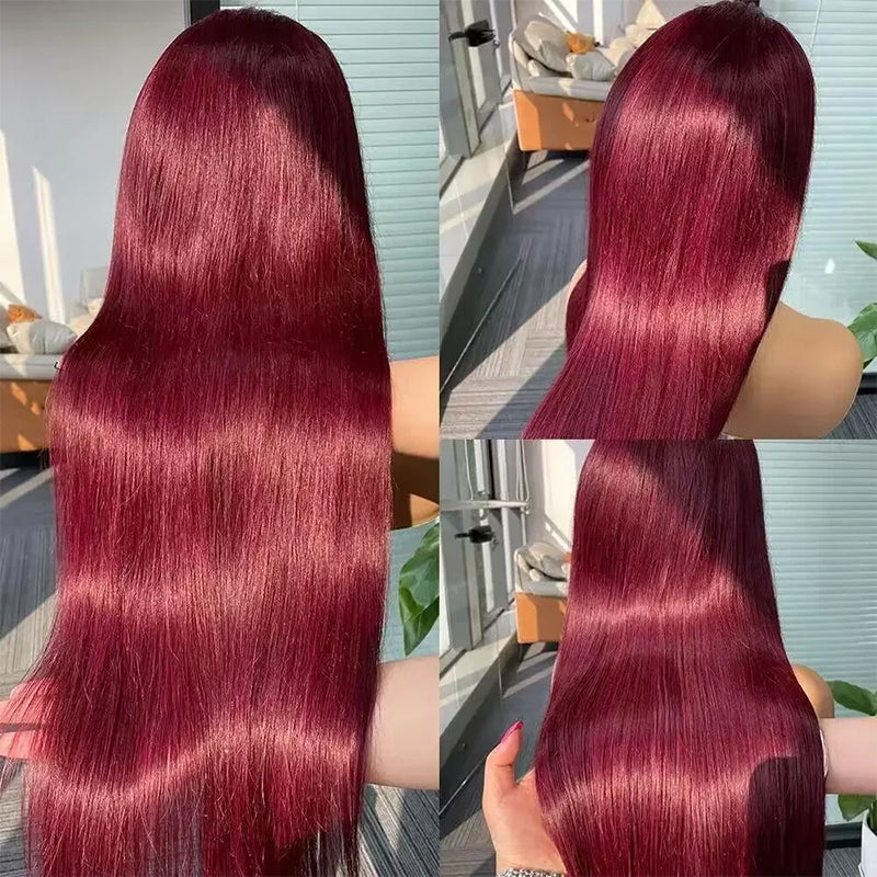 99J Burgundy 13x4/4x4 Lace Front Glueless Wig Straight Wigs Virgin Hair