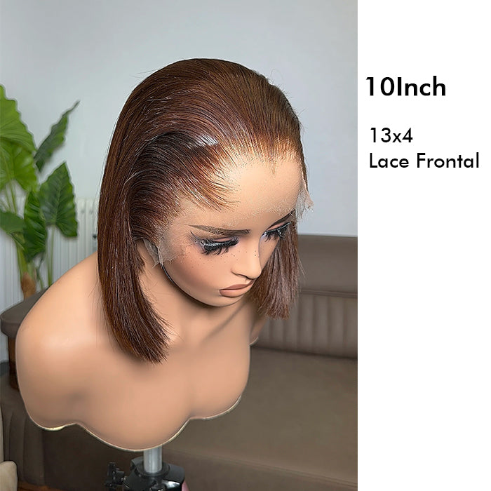 Real Review | Frontal/Closure #4 Brown Bob Wig Or Glueless (8-12'')