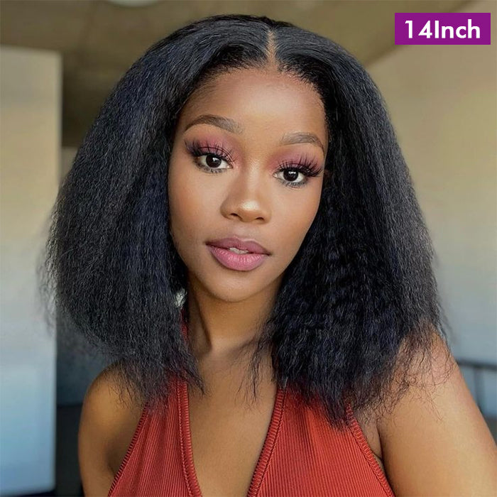 Wholesale Price | Short Yaki Straight Wig | Frontal Wig Glueless (14'')