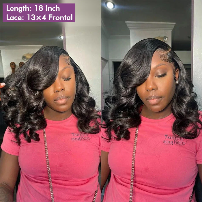 Body Wave 13x4 Transparent Lace Frontal Glueless Wig Human Hair