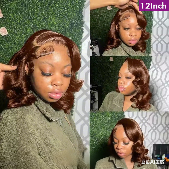 Wholesale Price | Medium Length(10''-18'') Brown Body Wave Wig | Glueless Frontal/Closure Wig