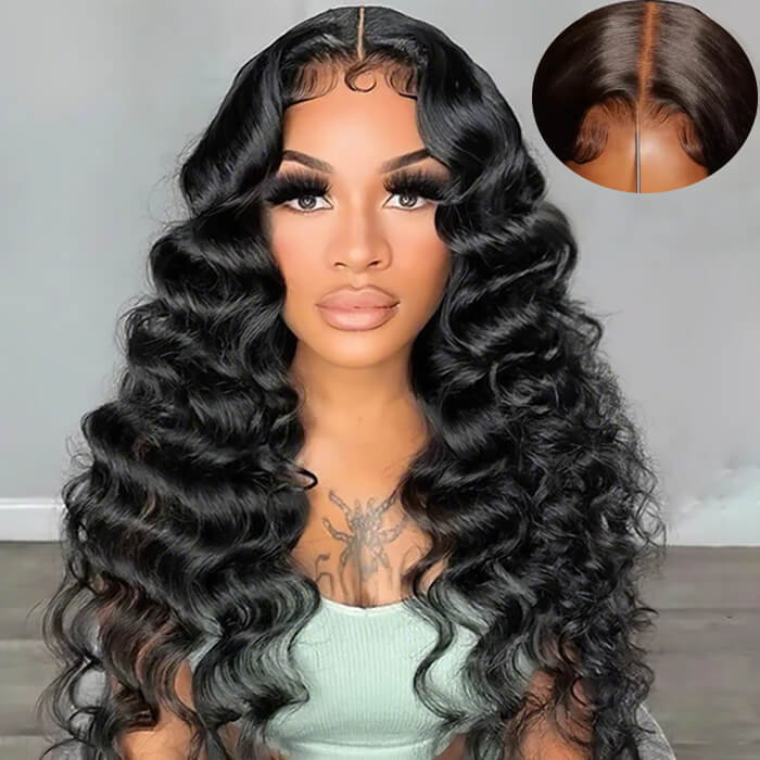 Glueless HD Loose Deep Wave Lace Front Wig Wear And Go PrePlucked Transparent Closure 100% Human Hair Wig