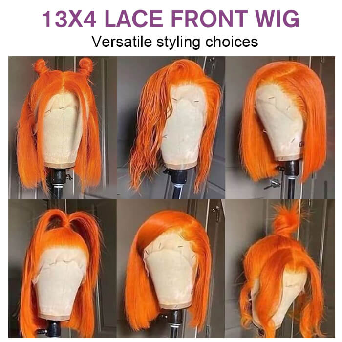 Glueless Frontal/Closure | Ginger Orange Color | Straight Bob Wig(8''-16'')