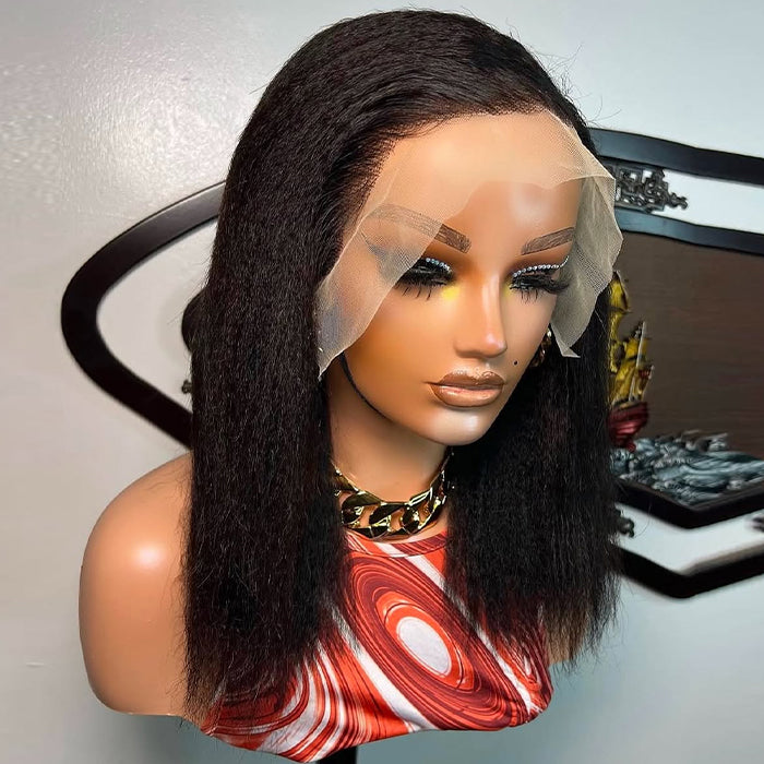 Wholesale Price | Short Yaki Straight Wig | Frontal Wig Glueless (14'')