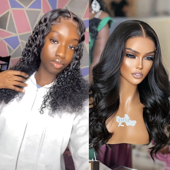 2Wigs=₵1999 | 20'' Curly Wig+20'' Body Wave Wig