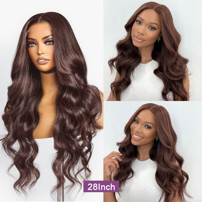 Chocolate Brown #4 Body Wave 13x4 Lace Front Human Hair Wigs For Women