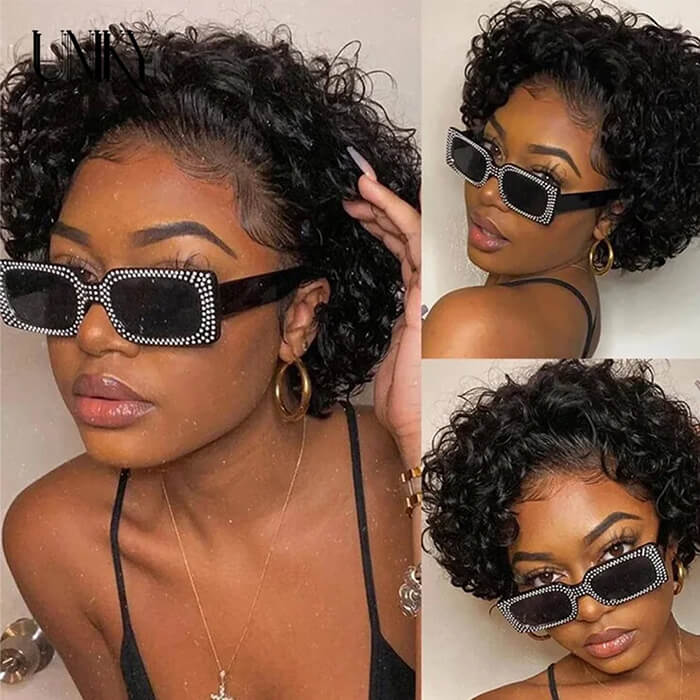 Real Show | Pixie Curly Wig | Frontal HD Lace Wig Lace (8'')
