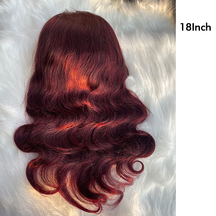Real Show | Body Wave Wig | 99J Red Wig | Frontal/Closure HD Lace Glueless (16-32'')