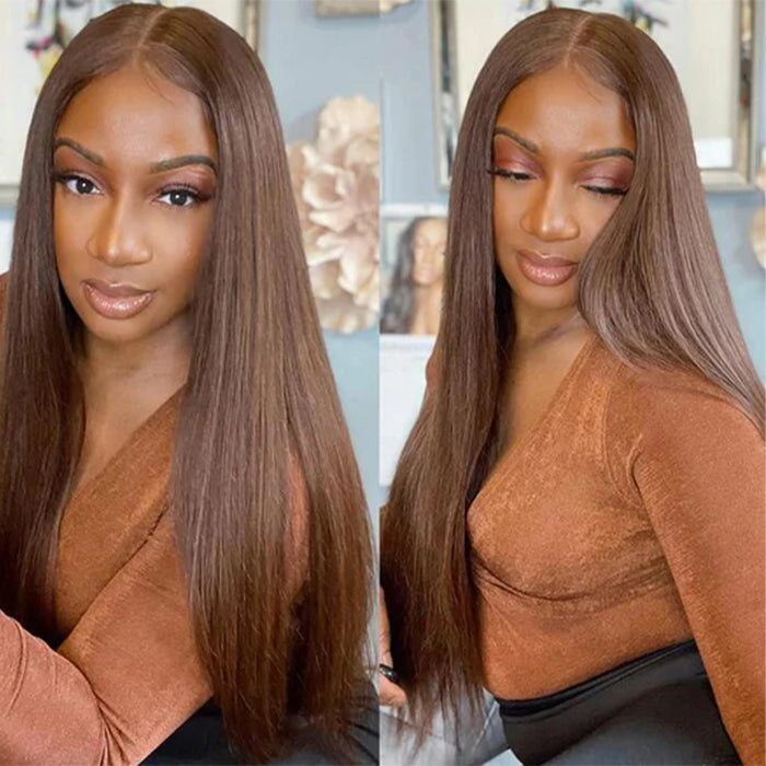 18-22Inch Straight #4 Brown Wig | Closure Lace Or Glueless