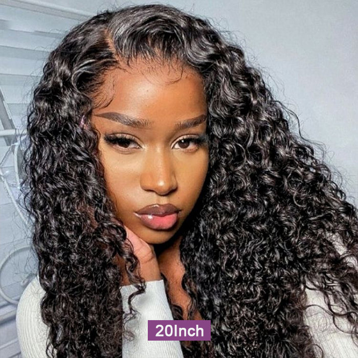 [20''=₵1289] 4x4 Pre-All Glueless Closure/Frontal Jerry Curly Wig Invisible Knots Natural Black Realistic Hairline Wig