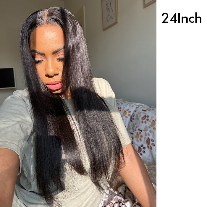 [18''=₵999]Straight Wig For Beginners Glueless Closure/ Frontal Pre Plucked Brazilian Virgin Hair Wigs