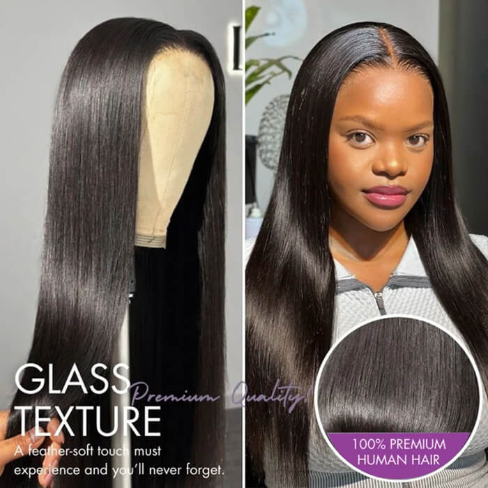 24 Inch 13x4 Transparent Swiss Lace Front Wigs 100% Human Hair Natural Color Straight Wig