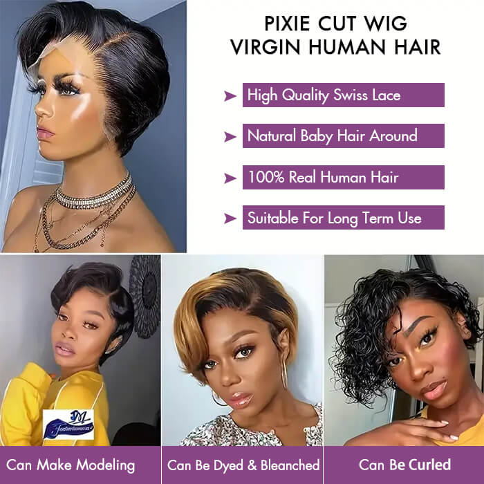 Frontal 13x4 Lace | 8''Straight Pixie Cut Wig | 100%Human Hair