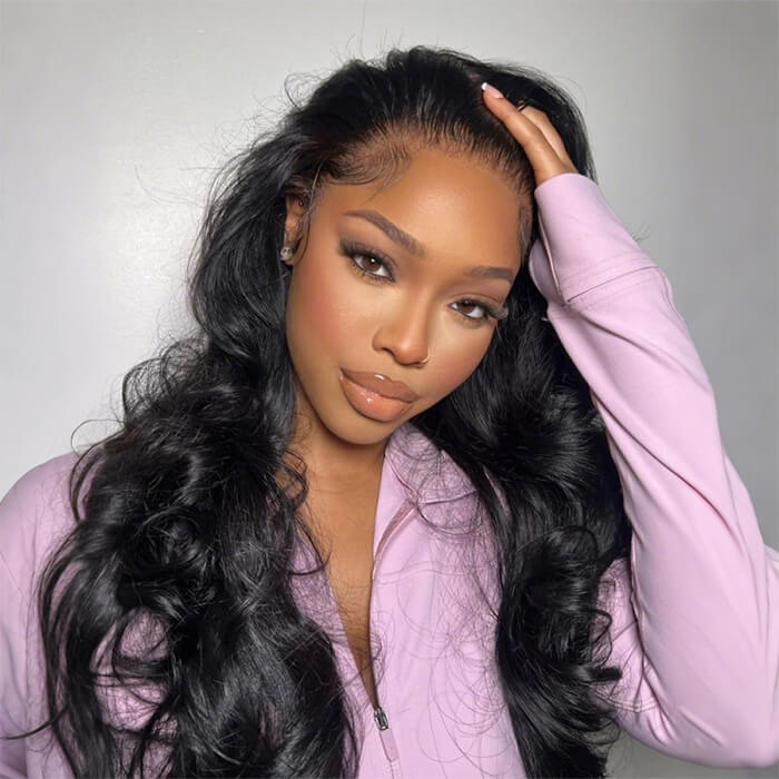 Body Wave 13x4 Transparent Lace Frontal Glueless Wig Human Hair