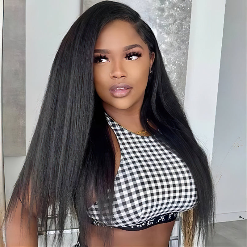Human Hair Glueless Wigs 2x6 5x5 Yaki Straight Brazilian Hair Lace Wig