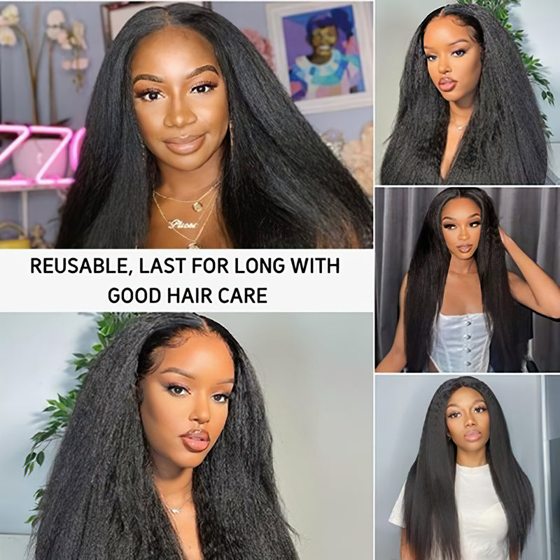 Human Hair Glueless Wigs 2x6 5x5 Yaki Straight Brazilian Hair Lace Wig