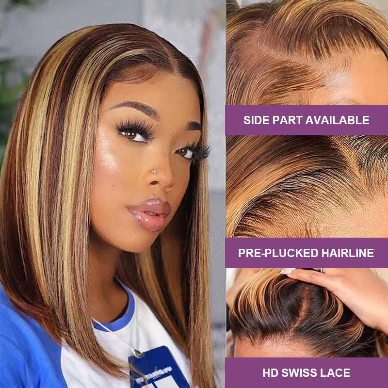 Real Show | P4/27 Highlight Wig | Straight Bob | Frontal/Closure Glueless (8-12'')