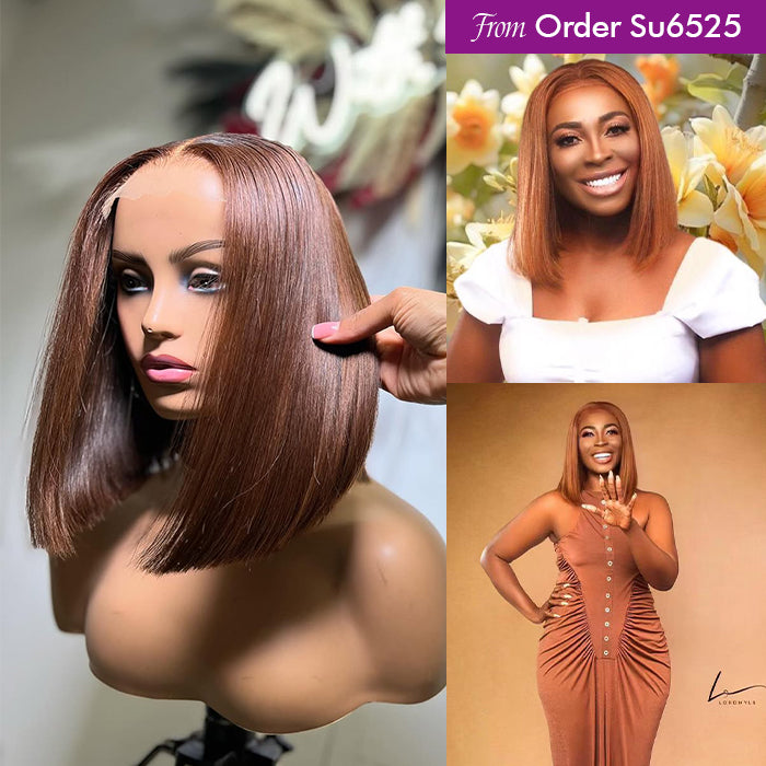 Real Review | Frontal/Closure #4 Brown Bob Wig Or Glueless (8-12'')