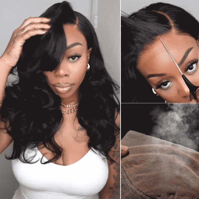 [20'=₵999] Body Wave HD Invisible 4x4 Glueless Closure Wigs Pre Plucked Brazilian Virgin Hair