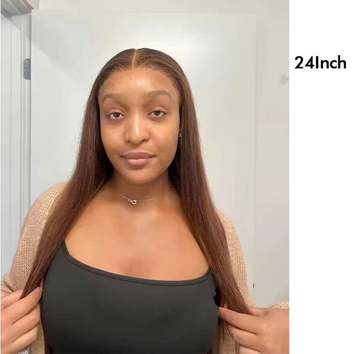 Real Show | Straight Wig | #4 Brown Color |Frontal/Closure Transparent Lace Glueless Wig(16-32'')