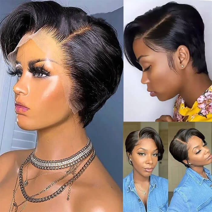 Frontal 13x4 Lace | 8''Straight Pixie Cut Wig | 100%Human Hair