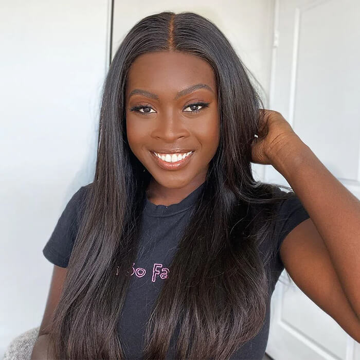 [18''=₵999]Straight Wig For Beginners Glueless Closure/ Frontal Pre Plucked Brazilian Virgin Hair Wigs