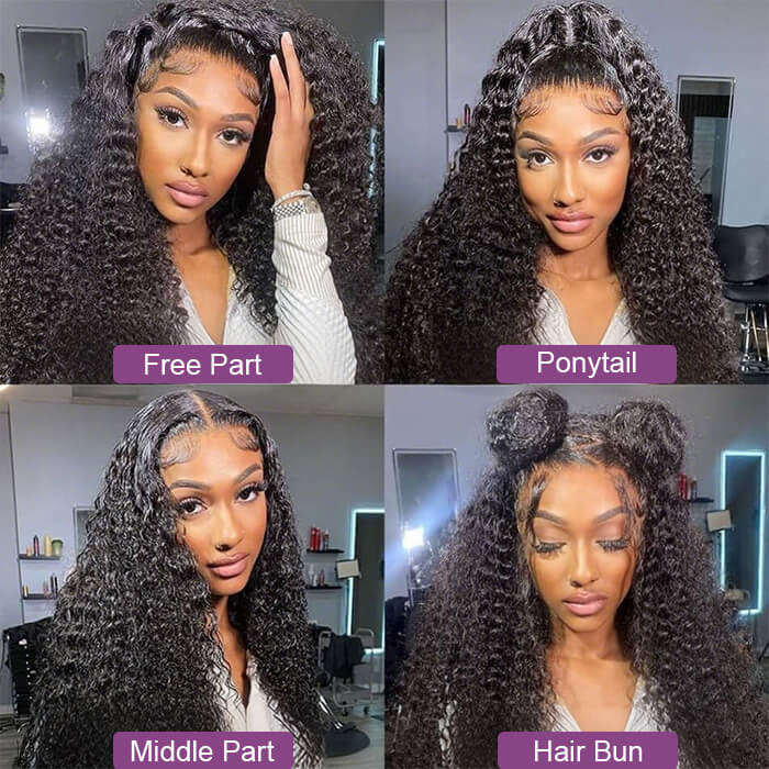 Jerry Curly Frontal 13x4 Transparent Transparent Lace Glueless Human Hair Wigs