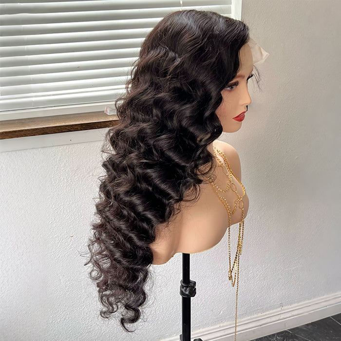 Bouncy Loose Wave 13x4 Transparent Pre-cut Glueless Human Hair Wigs