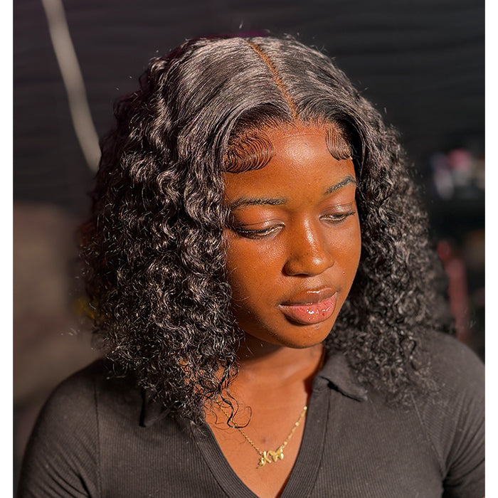 Real Show | Curly Bob Wig |  Frontal/Closure Transparent Lace Glueless (8-16'')