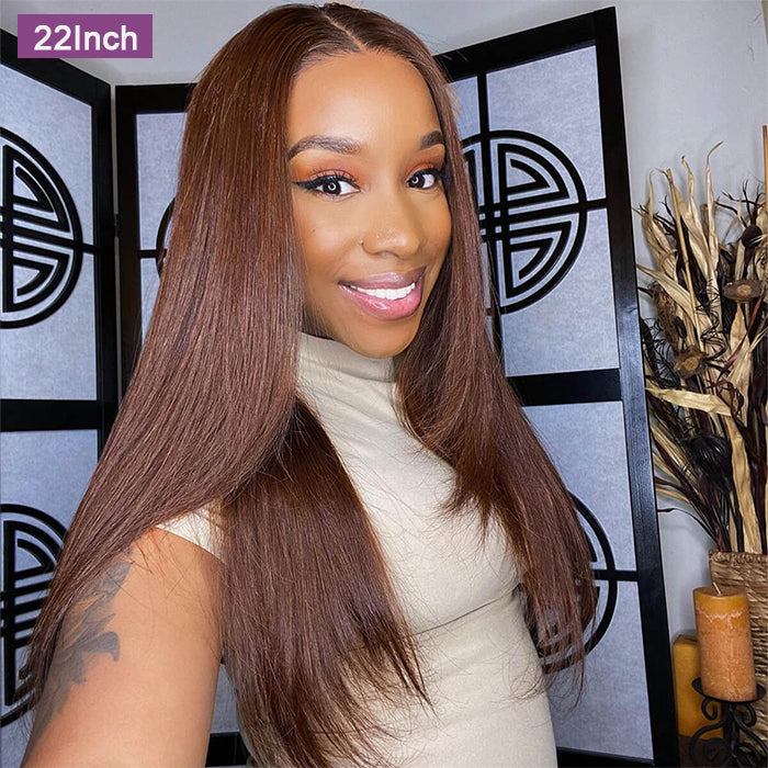 Real Show | Straight Wig | #4 Brown Color |Frontal/Closure Transparent Lace Glueless Wig(16-32'')