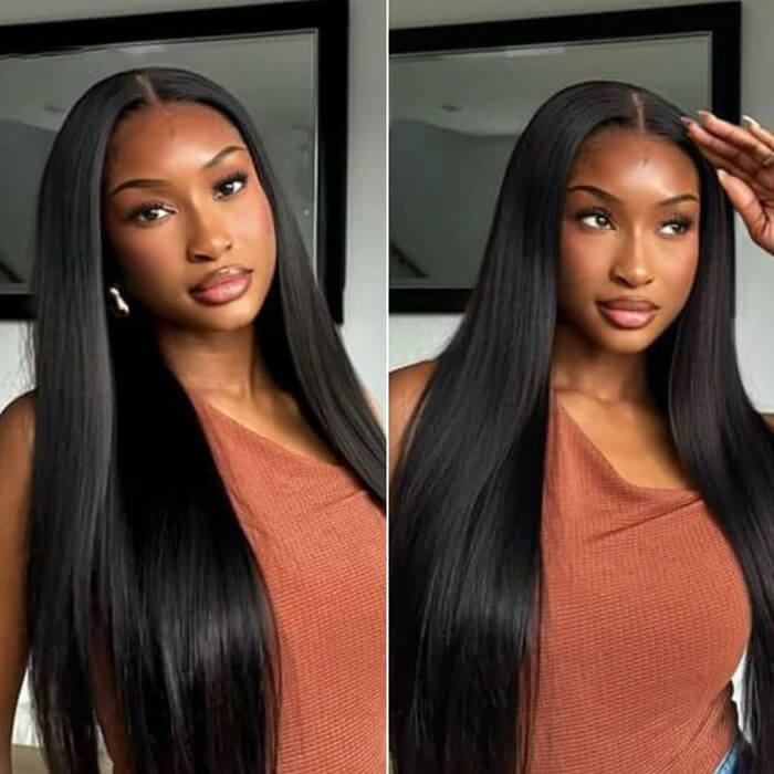 24 Inch 13x4 HD Swiss Lace Front Wigs 100% Human Hair Natural Color Straight Wig