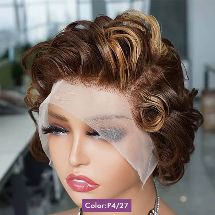 Real Show | Pixie Bob Wig |  Frontal Transparent Lace Or Glueless 8''