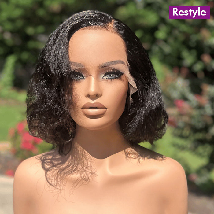 Wholesale Price | Short Yaki Straight Wig | Frontal Wig Glueless (14'')