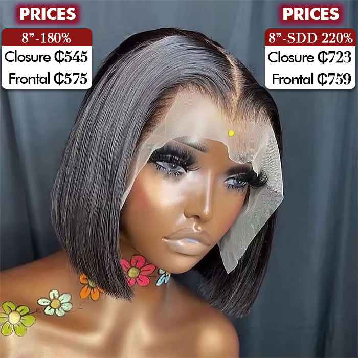 Wholesale Price | Bob Wig |  Frontal/Closure HD Lace Glueless (8-12'')