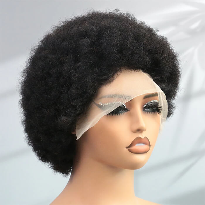 Pre-cut Lace Frontal 13x4 | Afro Short Curly Wig | Pixie Cut Wigs