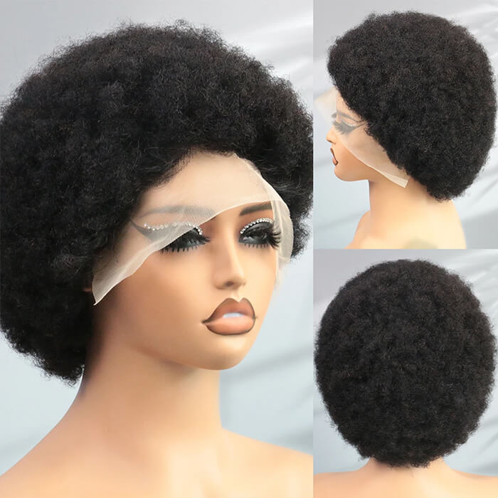 Pre-cut Lace Frontal 13x4 | Afro Short Curly Wig | Pixie Cut Wigs