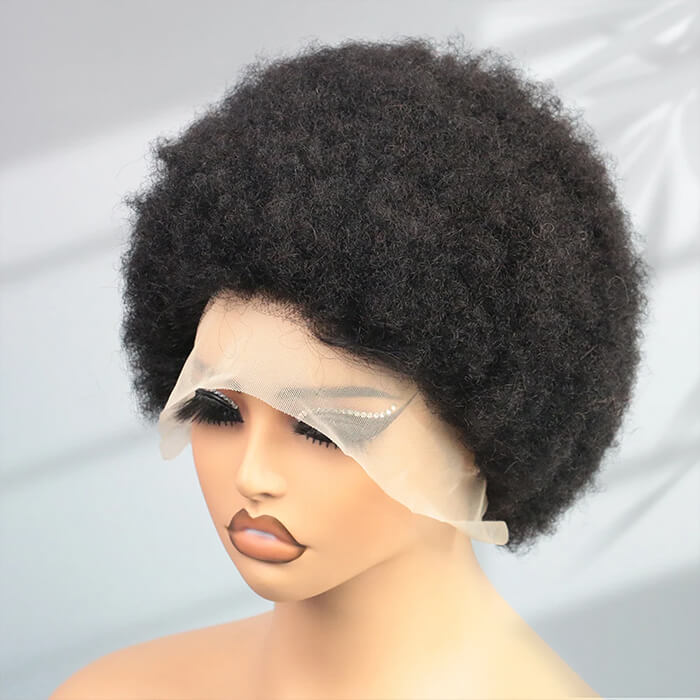 Pre-cut Lace Frontal 13x4 | Afro Short Curly Wig | Pixie Cut Wigs