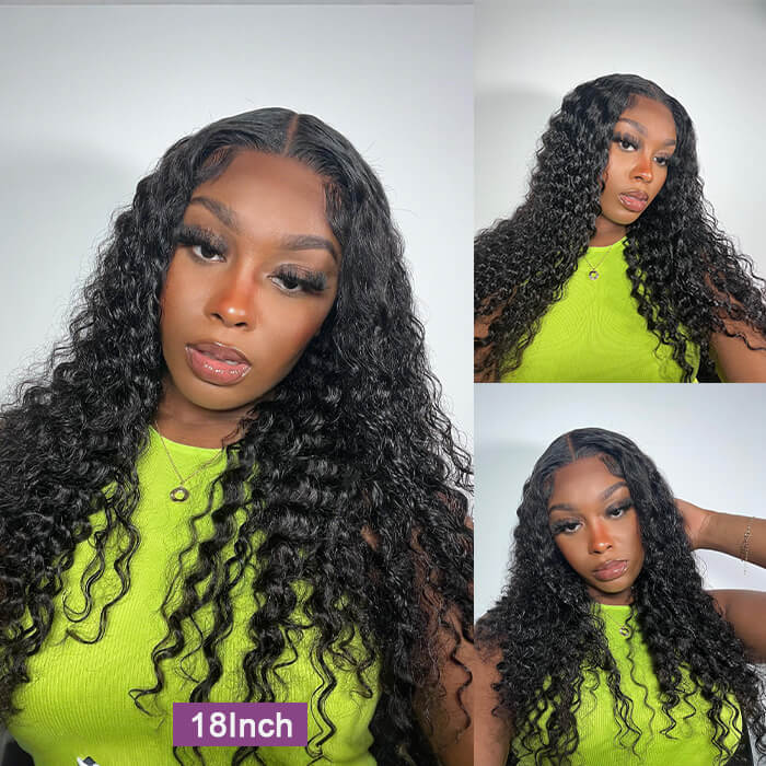 [18''=₵1189] Deep Wave Glueless Lace Closure/Frontal Pre-Cut Lace Wig