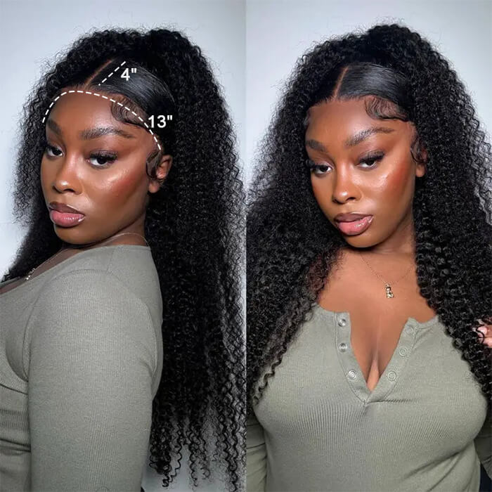 Jerry Curly Frontal 13x4 Transparent Transparent Lace Glueless Human Hair Wigs