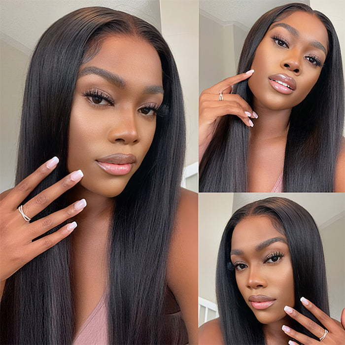 [18''=₵999]Straight Wig For Beginners Glueless Closure/ Frontal Pre Plucked Brazilian Virgin Hair Wigs