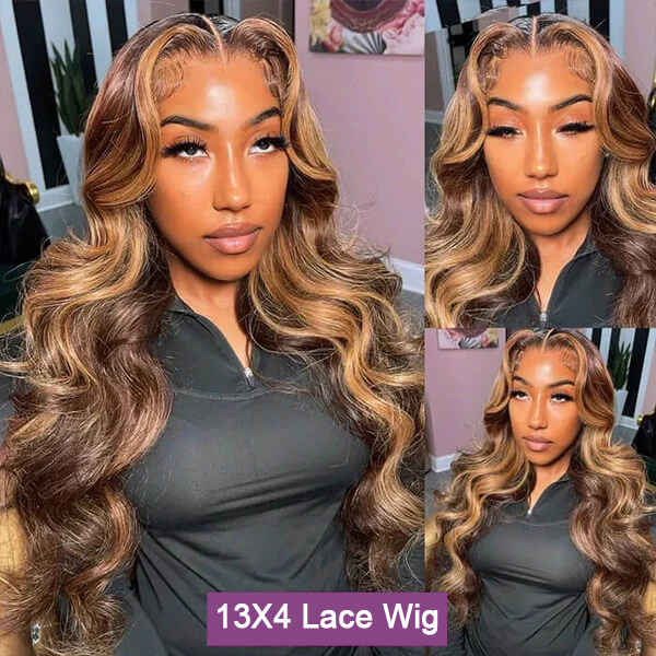 Buy 1 Get 1 Free | Loose Wave/Straight Wig+Free Pixie Curly Wig | #P4/27 Highlight Wig | Frontal/ Closure Wig