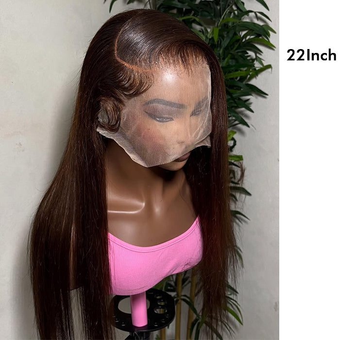 Real Show | Straight Wig | #4 Brown Color |Frontal/Closure Transparent Lace Glueless Wig(16-32'')