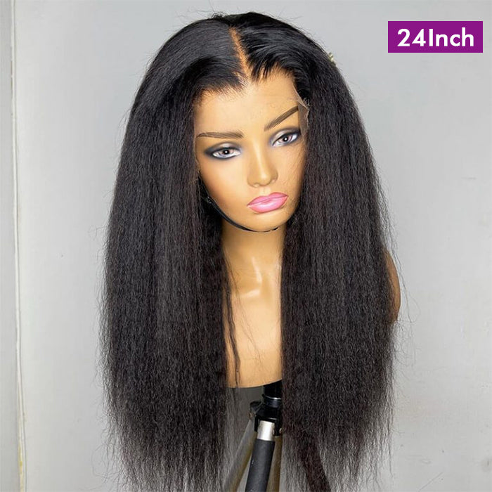 [18''=₵999] 4x4 Glueless Closure Wig Pre-Cut HD Lace Yaki Straight Human Hair Wigs